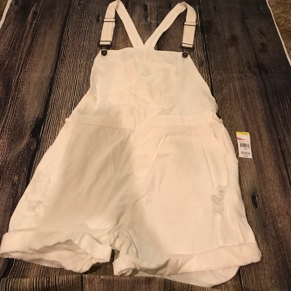 Pants - Size 16 overalls NWT white bib overalls distressed
